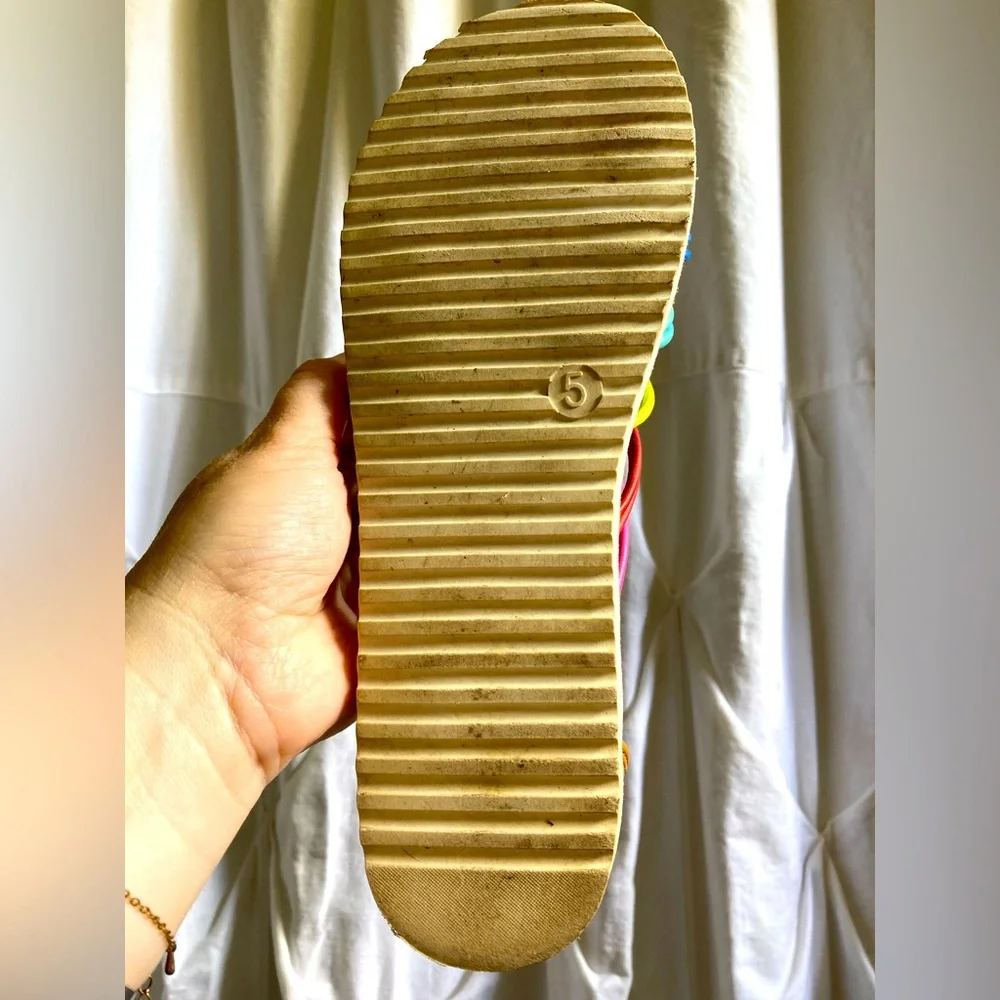 *3 for $20* Stevie’s rainbow gladiator-style sandals, women’s size 5. - Picture 10 of 14